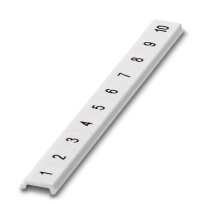 Phoenix Contact Zack Marker Strip; ZBF 6;LGS:FORTL.ZAHLEN 1-10; 10-Section; 6.2mm Width; Horizontal Printing: 1 to 10